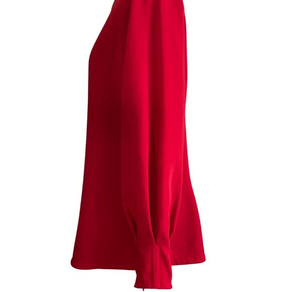 Banana Republic Red Fitted Long Sleeve Tunic Top Size Medium Occasion Office - Picture 2 of 7